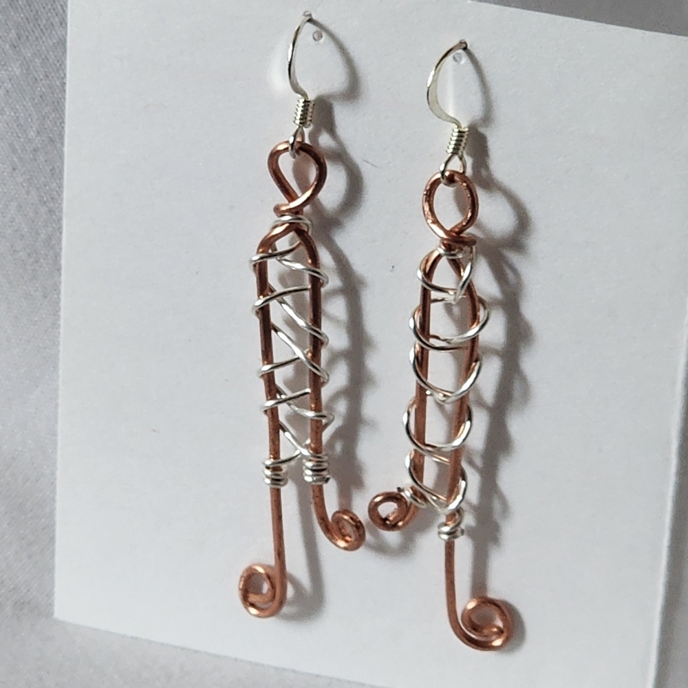 Handmade Copper and Silver Wire Earrings